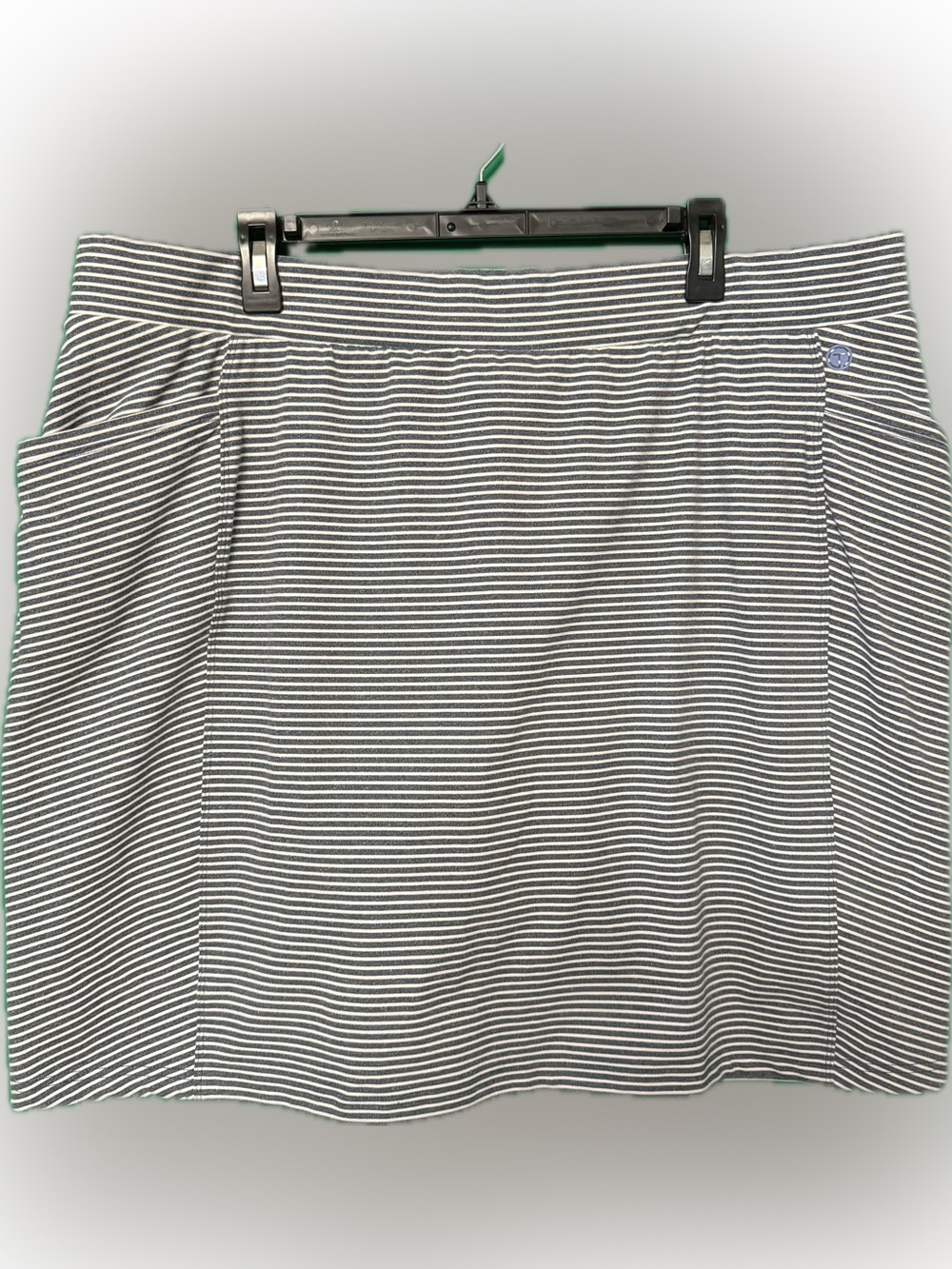 Striped Mini Skort in Gray and White